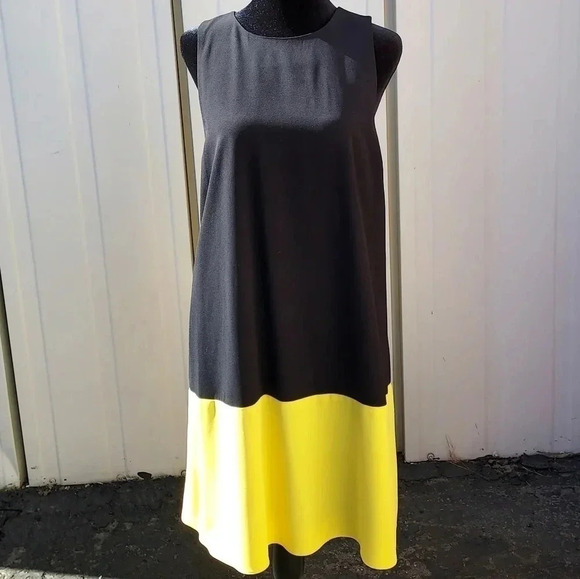 NWT Alice + Olivia Black and Lemon Dorma Dress Medium - Picture 4 of 10
